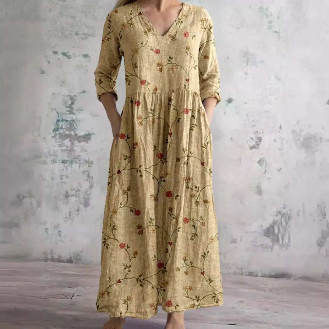 Carla | Summer Dress with V - Neck and Floral Pattern - Benjamin New York