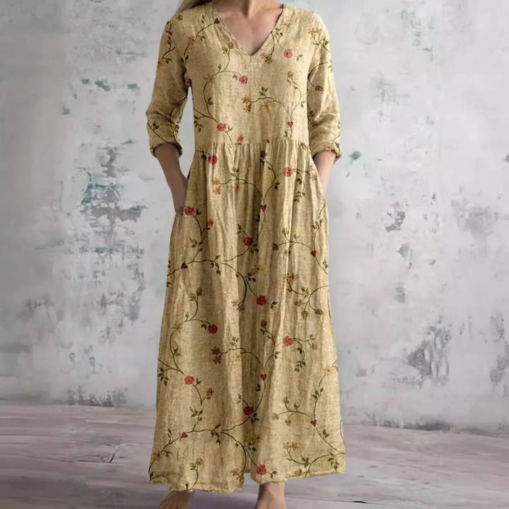 Carla | Summer Dress with V - Neck and Floral Pattern - Benjamin New York