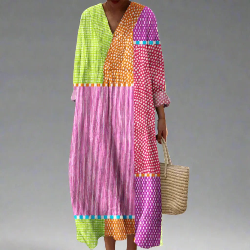 Ruby | Patchwork Polka Maxi Dress - Benjamin New York