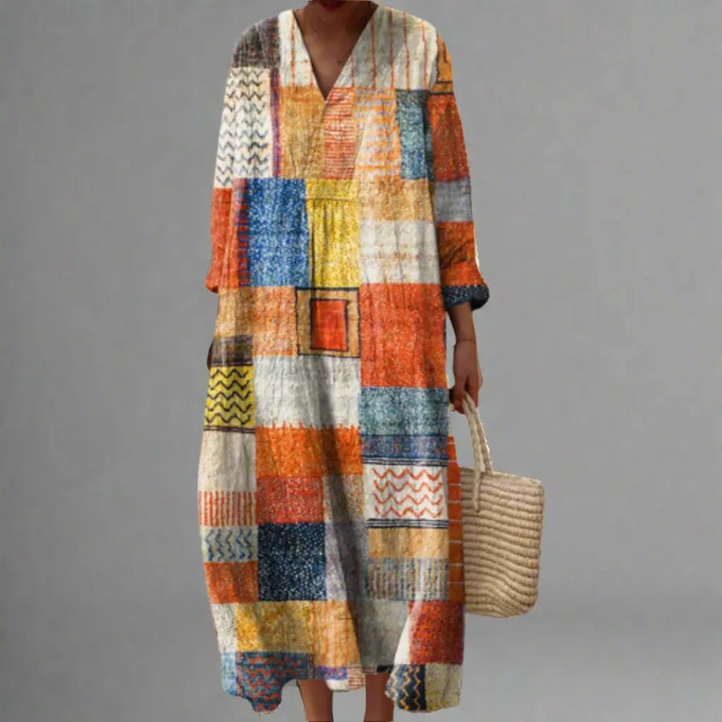 Hazel | Patchwork Harmony Boho Maxi Dress - Benjamin New York