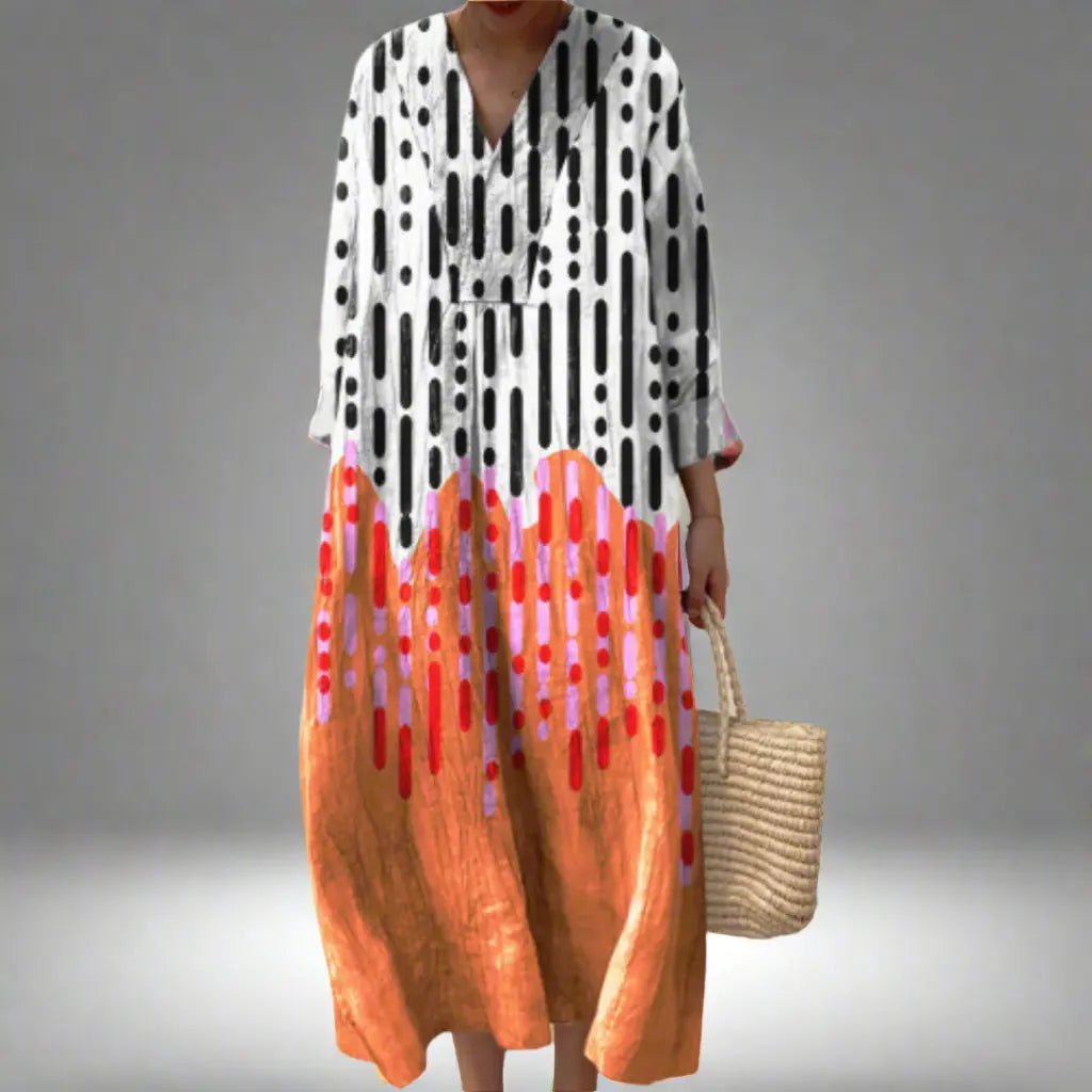 Tessa | Abstract Drip Print Maxi Dress - Benjamin New York