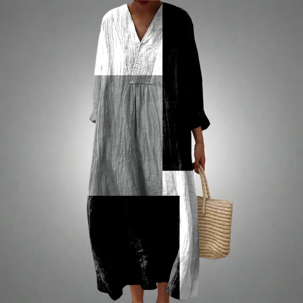 Colette | Abstract Patchwork Maxi Dress - Benjamin New York
