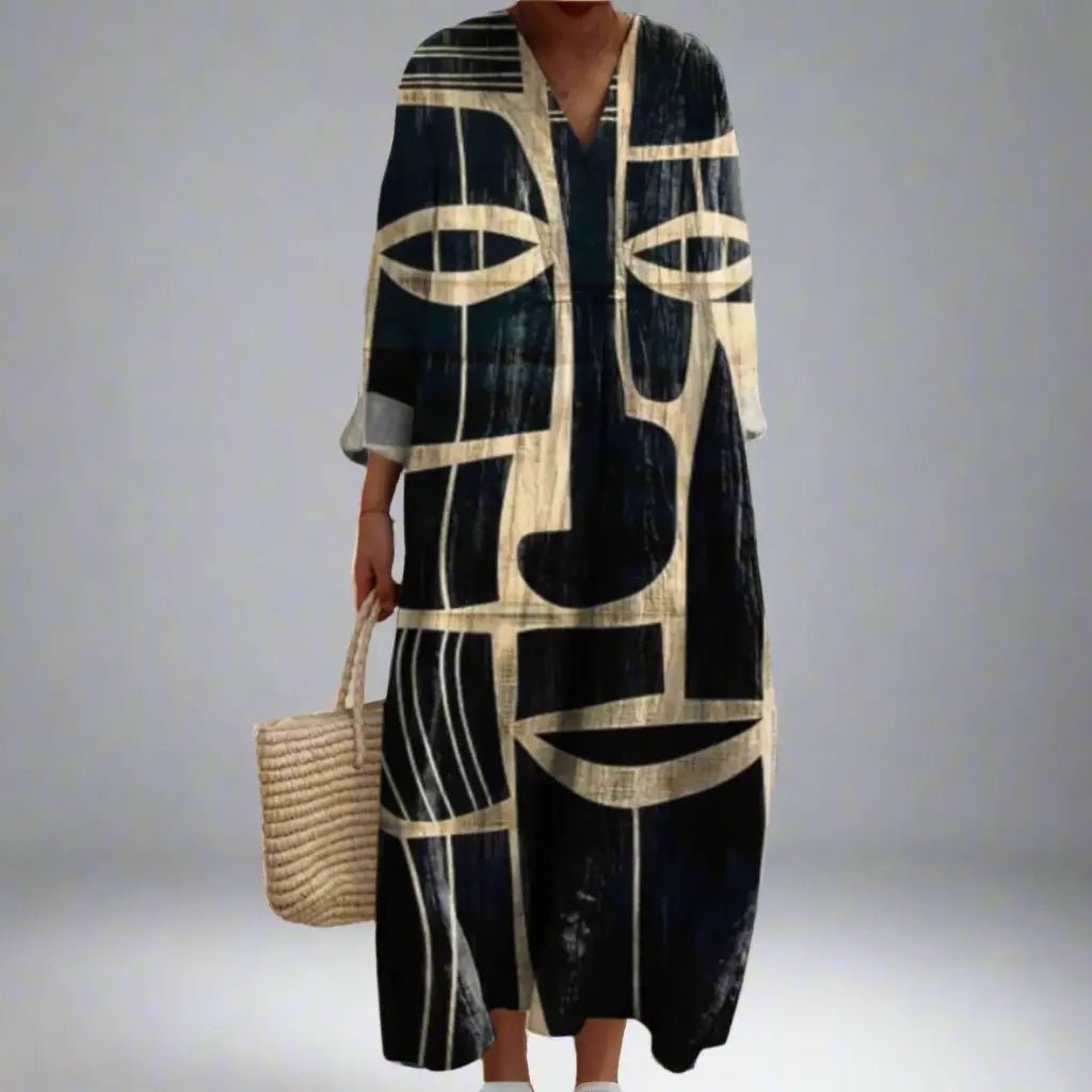 Lorna | Tribal - Inspired Artistic Midi Dress - Benjamin New York