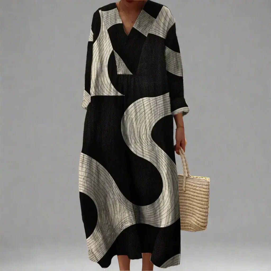 Claudine | Abstract Flow Maxi Dress - Benjamin New York