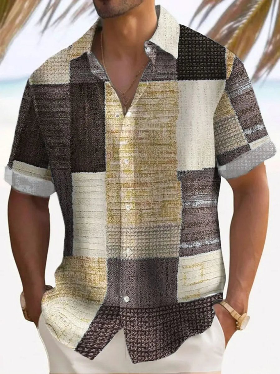 Aaron™ | Breezy Patchwork Short Sleeve Shirt - Benjamin New York