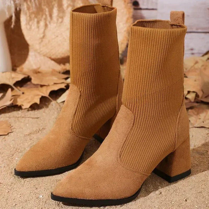 Chloe™| Harlow Knitted Leather Boots - Benjamin New York