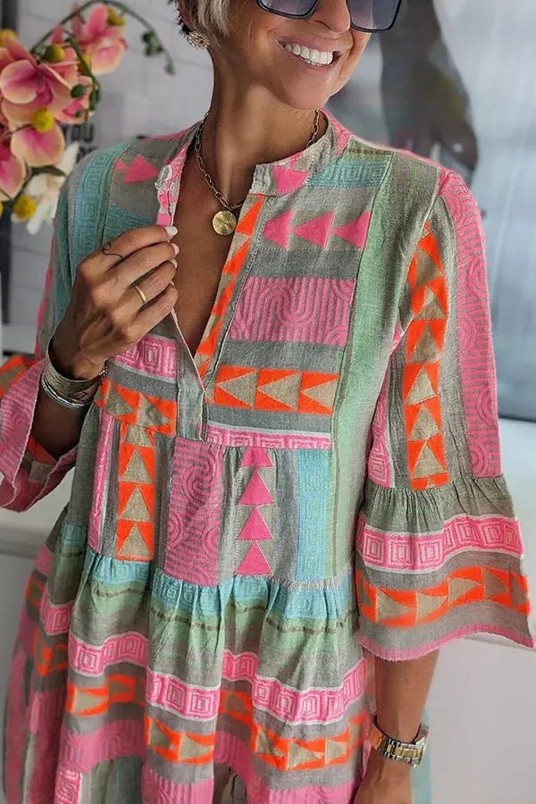 Sienna | Boho Geometric Tiered Dress - Benjamin New York