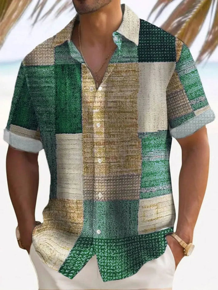 Aaron™ | Breezy Patchwork Short Sleeve Shirt - Benjamin New York