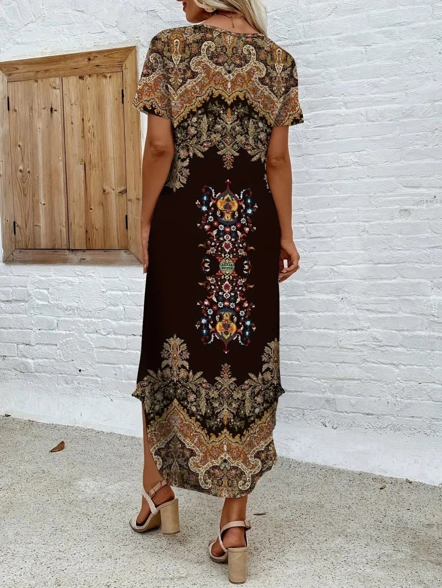 Serena | Ornate Print Boho Maxi Dress - Benjamin New York