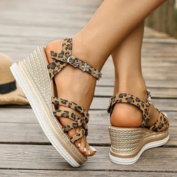 Chloe™| Solene Leopard Platform Sandals - Benjamin New York