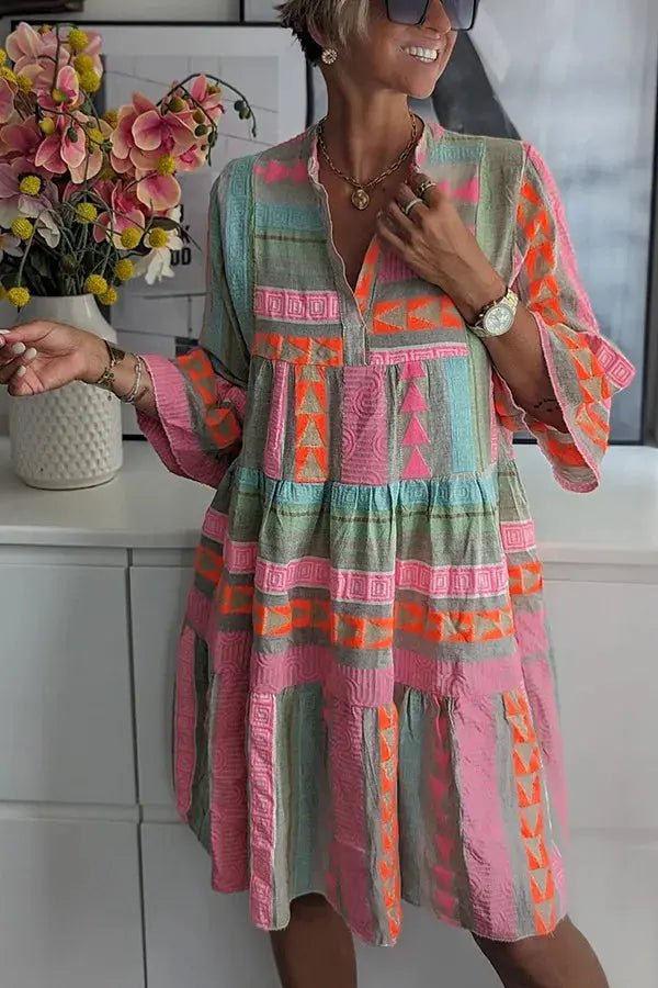 Sienna | Boho Geometric Tiered Dress - Benjamin New York