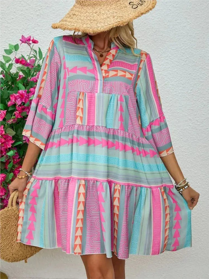 Aria | Sunset Geo Swing Dress - Benjamin New York