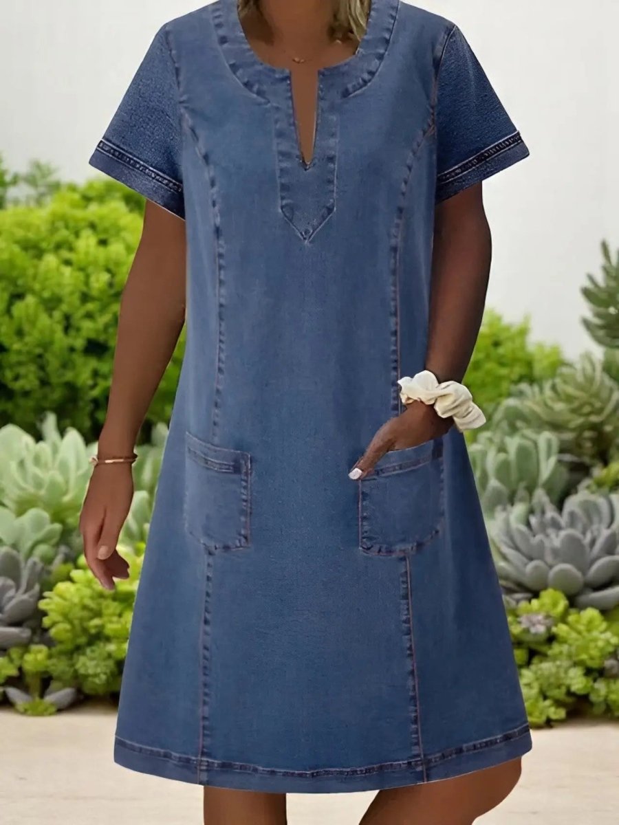 Tessa | Casual Denim Pocket Dress - Benjamin New York