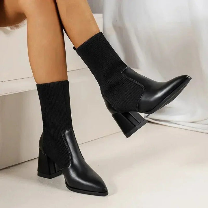 Chloe™| Harlow Knitted Leather Boots - Benjamin New York