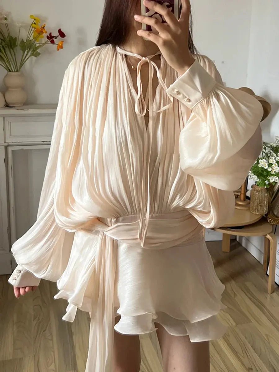Isla | Elegant Pleated Satin Mini Dress - Benjamin New York