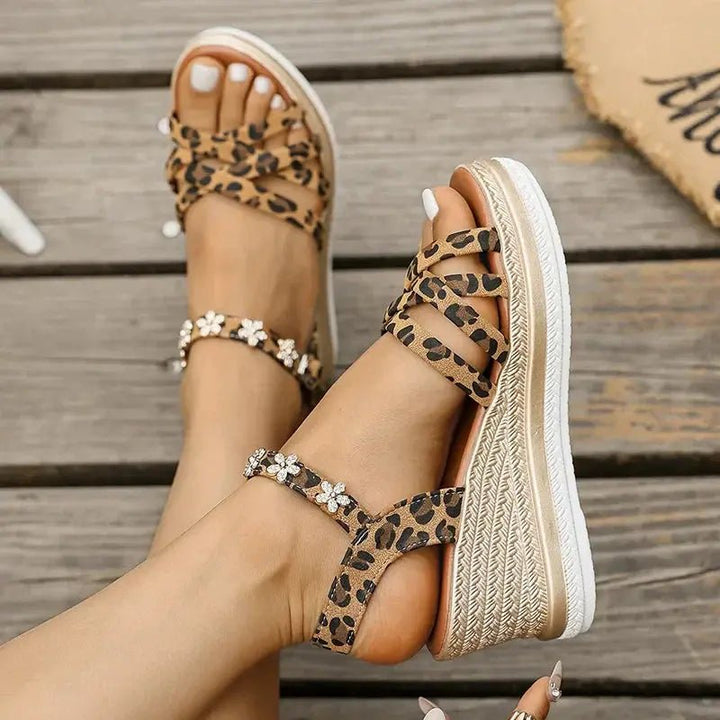 Chloe™| Solene Leopard Platform Sandals - Benjamin New York