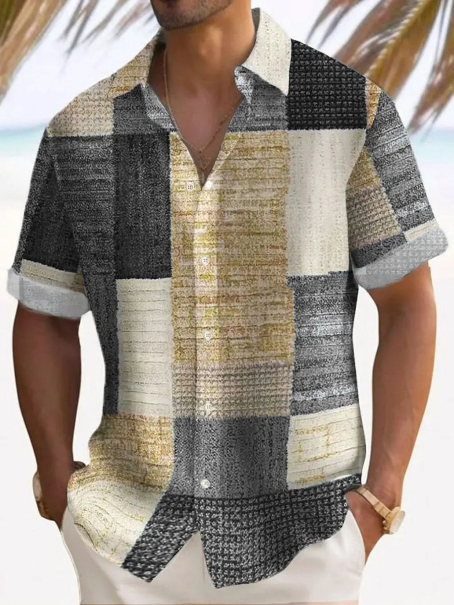 Aaron™ | Breezy Patchwork Short Sleeve Shirt - Benjamin New York