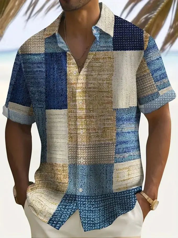 Aaron™ | Breezy Patchwork Short Sleeve Shirt - Benjamin New York