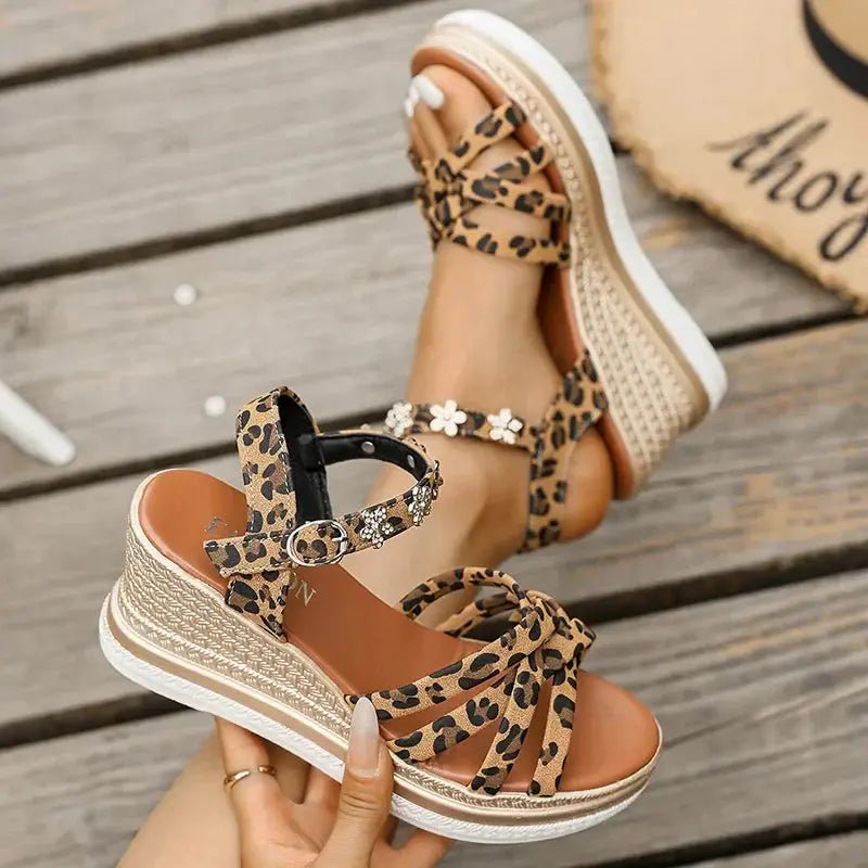 Chloe™| Solene Leopard Platform Sandals - Benjamin New York