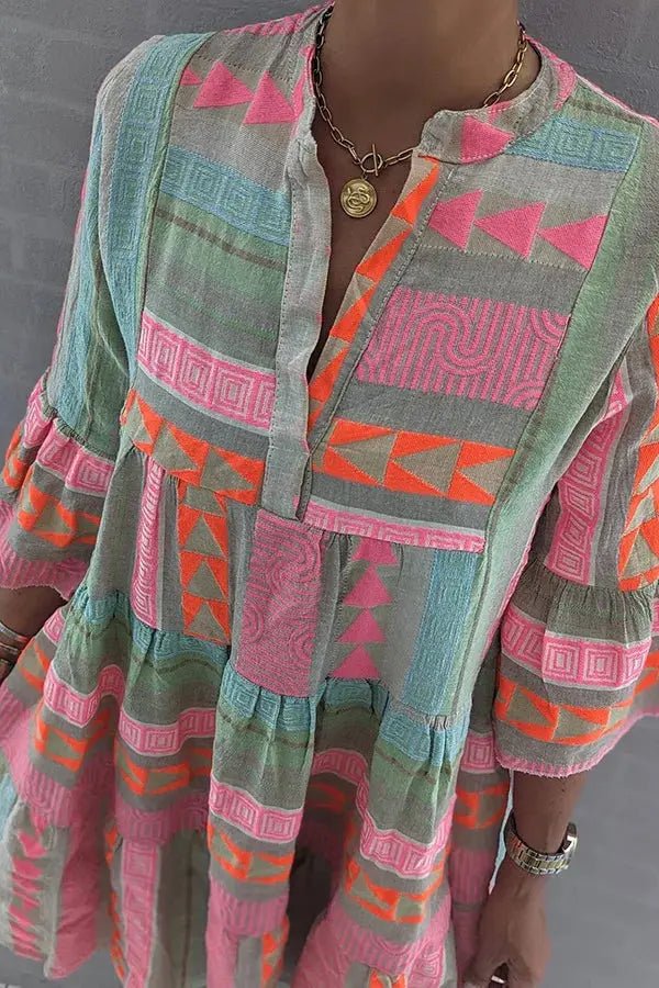 Sienna | Boho Geometric Tiered Dress - Benjamin New York