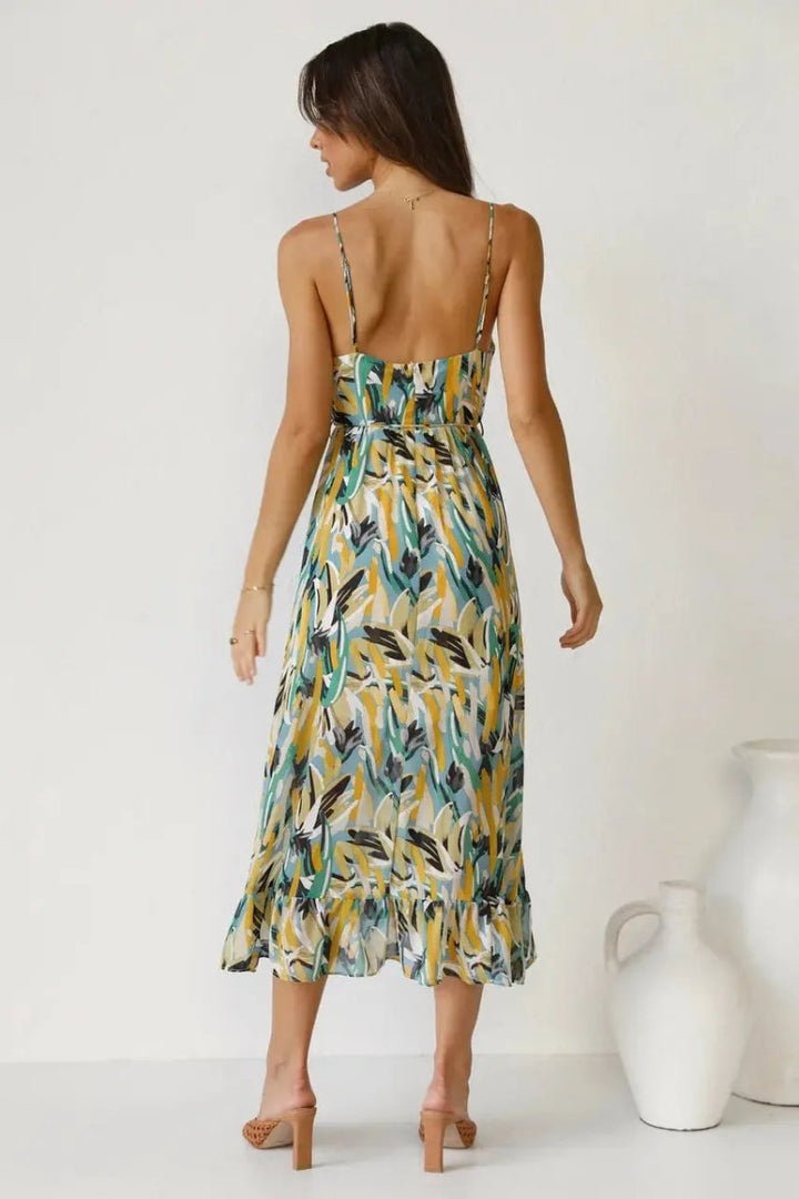 Isla | Sunset Brushstroke Midi Dress - Benjamin New York
