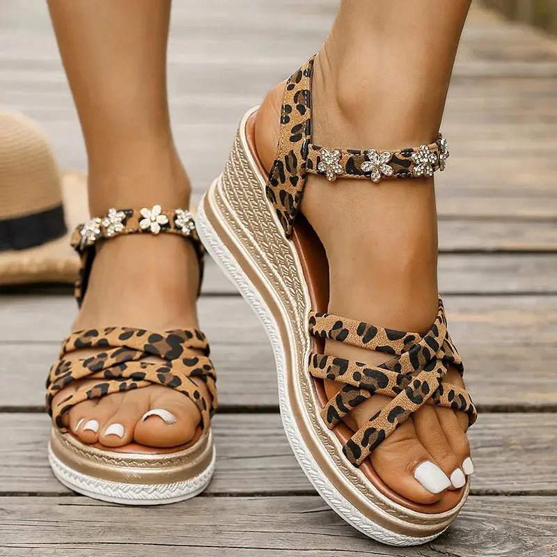 Chloe™| Solene Leopard Platform Sandals - Benjamin New York