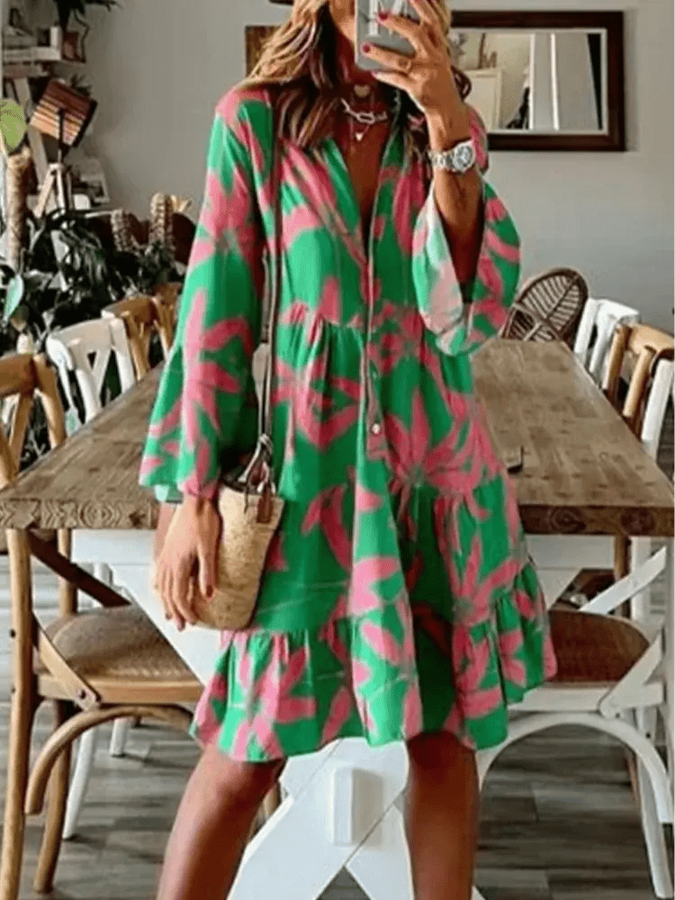 Lila | Tropical Leaf Swing Dress - Benjamin New York