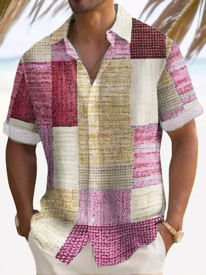 Aaron™ | Breezy Patchwork Short Sleeve Shirt - Benjamin New York