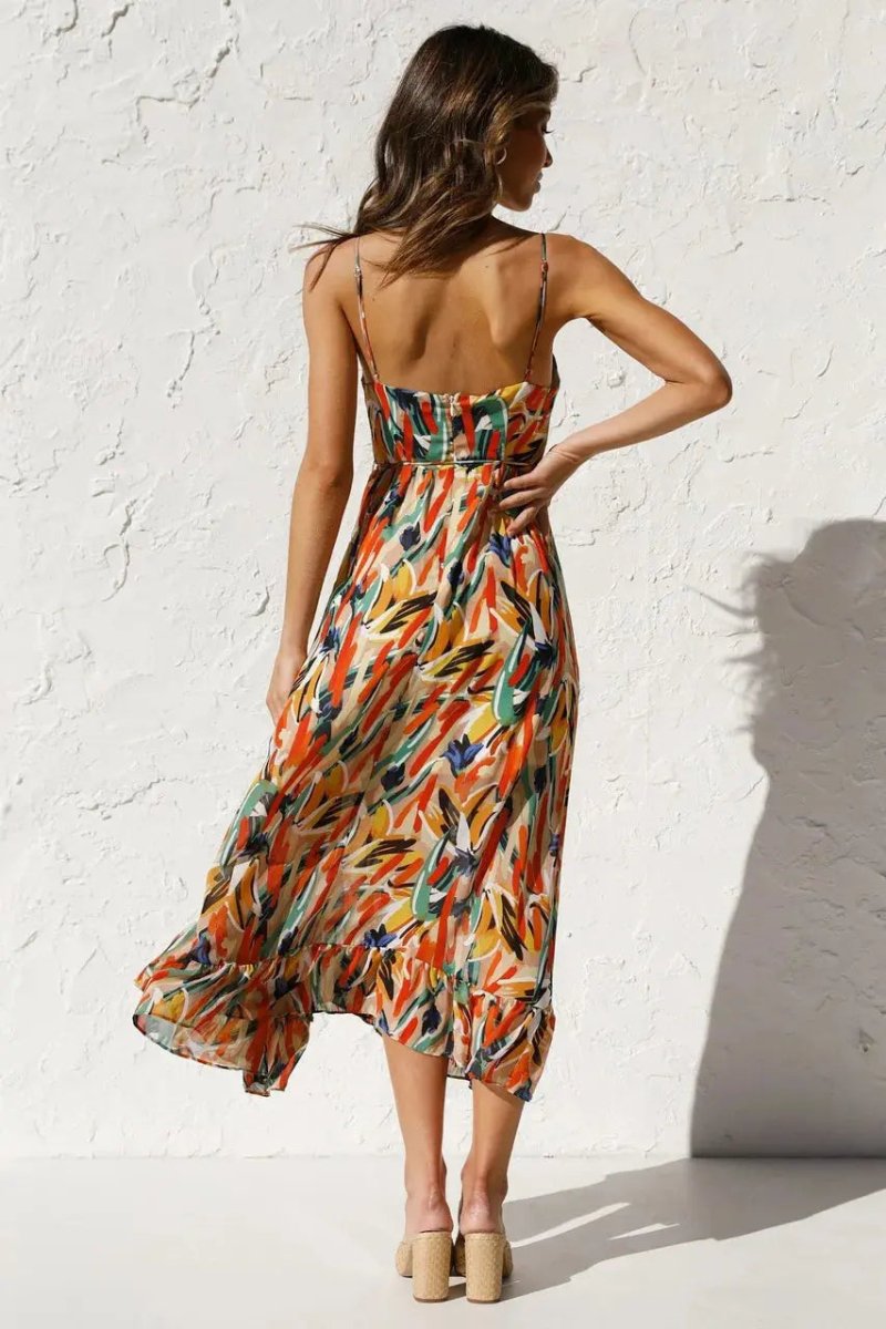 Isla | Sunset Brushstroke Midi Dress - Benjamin New York