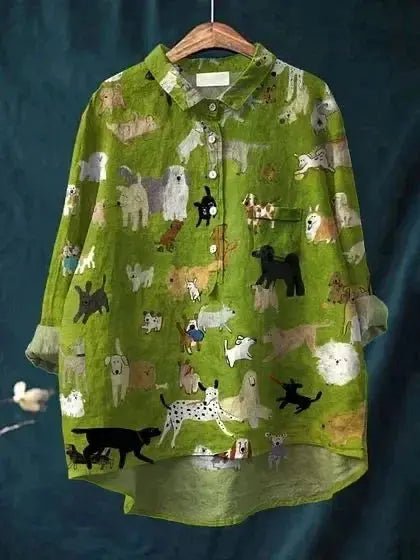 Olive | Dog Lover’s Linen Shirt - Benjamin New York