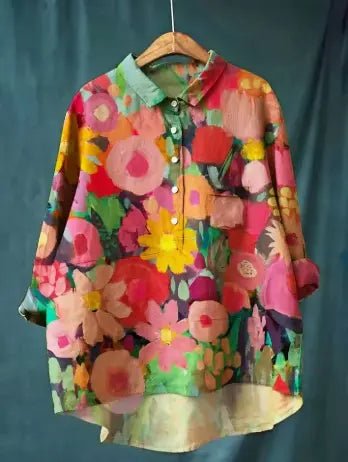 Camille | Bold Garden Bloom Linen Shirt - Benjamin New York