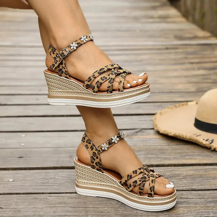 Chloe™| Solene Leopard Platform Sandals - Benjamin New York