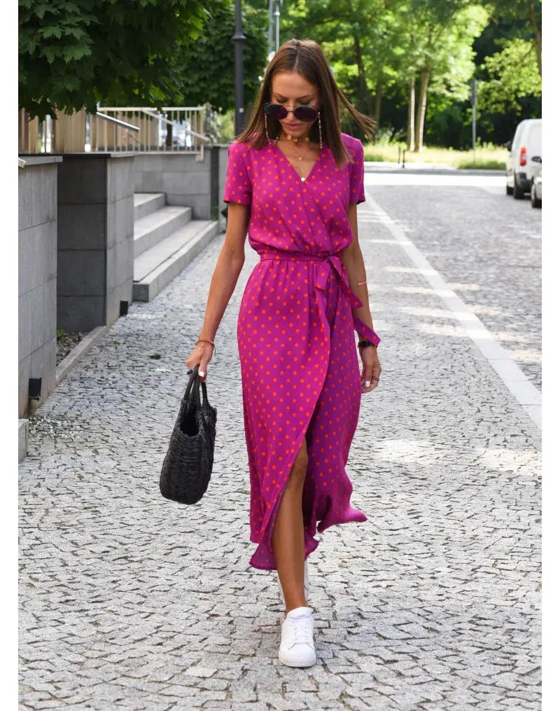 Freya | Bold Blossom Tie - Waist Midi Dress - Benjamin New York