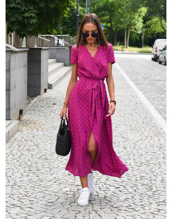 Freya | Bold Blossom Tie - Waist Midi Dress - Benjamin New York