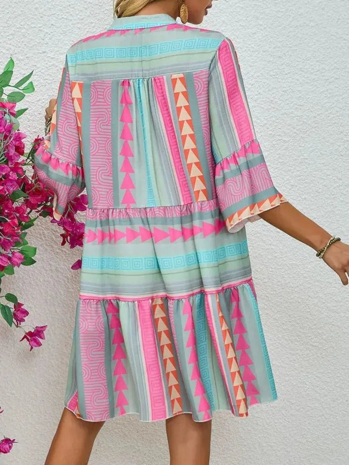 Aria | Sunset Geo Swing Dress - Benjamin New York
