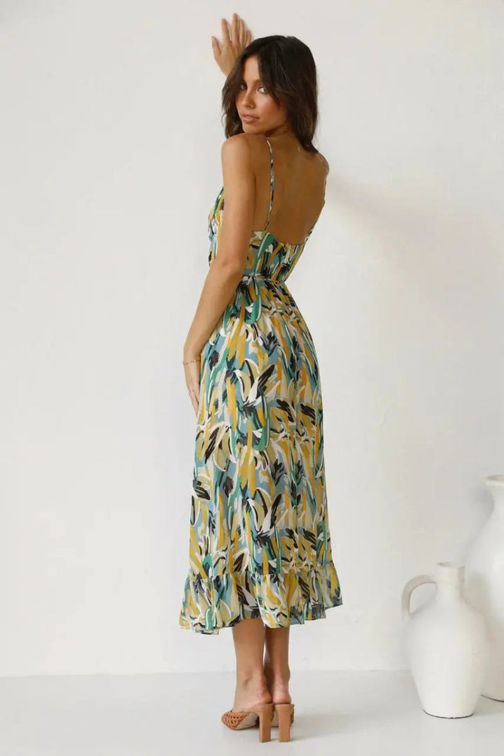 Isla | Sunset Brushstroke Midi Dress - Benjamin New York