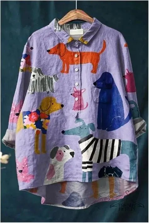 Lulu | Painted Pups Linen Shirt - Benjamin New York
