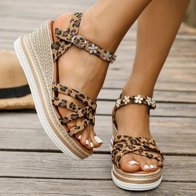 Chloe™| Solene Leopard Platform Sandals - Benjamin New York