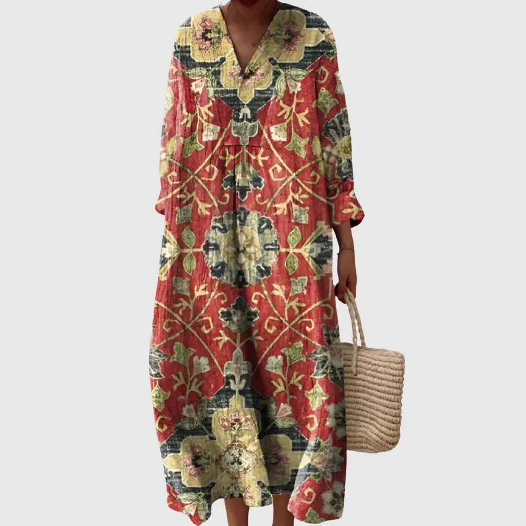 Aria | Bohemian Tapestry Long Sleeve Dress - Benjamin New York