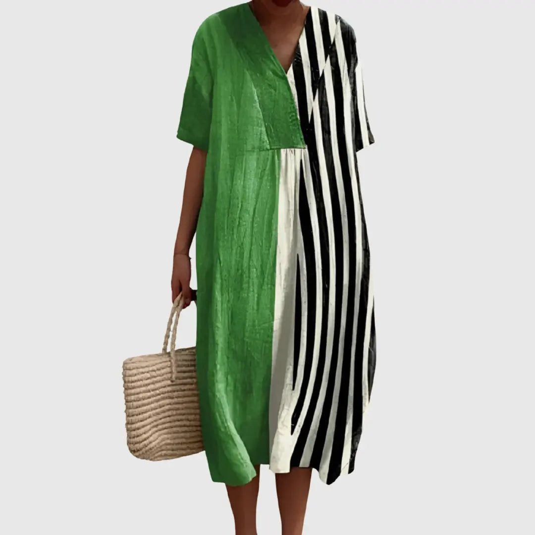 Gianna | Two - Tone Stripe Contrast Dress - Benjamin New York
