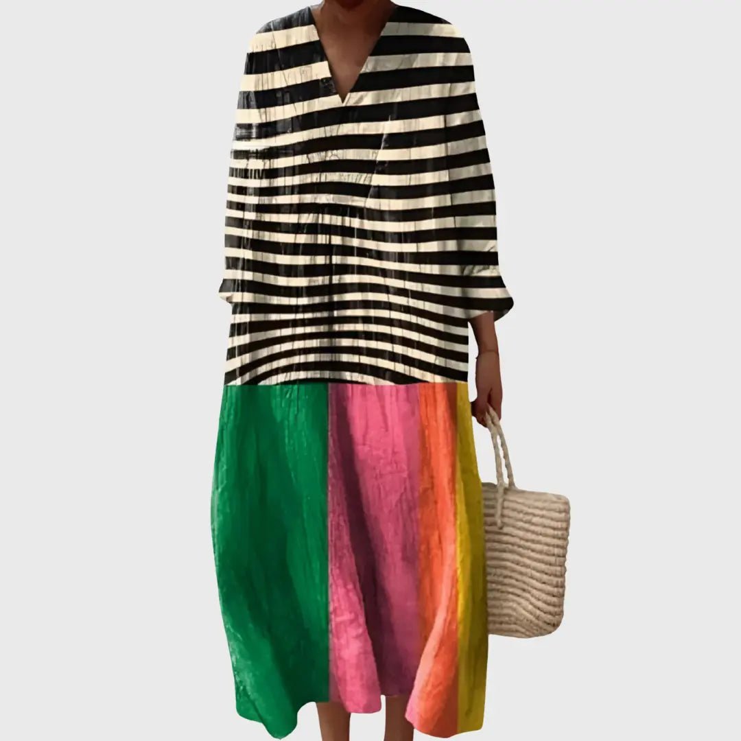 Bella | Striped & Rainbow Block Maxi Dress - Benjamin New York