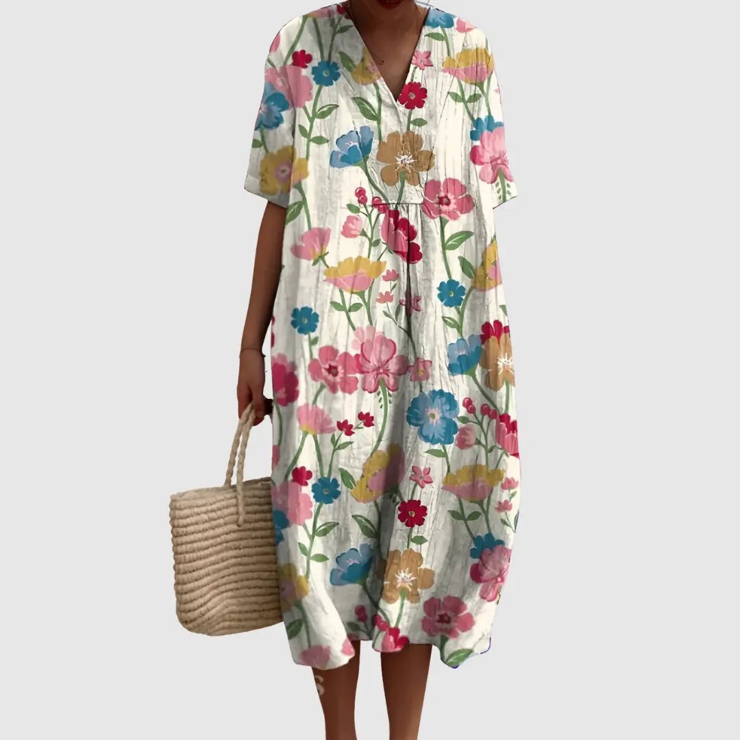 Poppy | Vibrant Floral Breeze Midi Dress - Benjamin New York