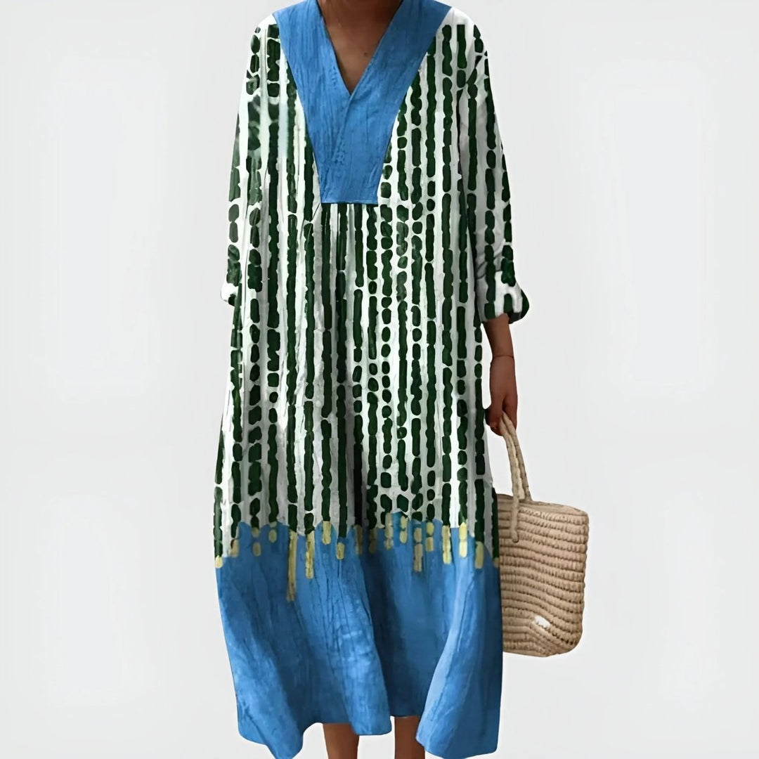 Amaya | Boho Rainfall Contrast Maxi Dress - Benjamin New York