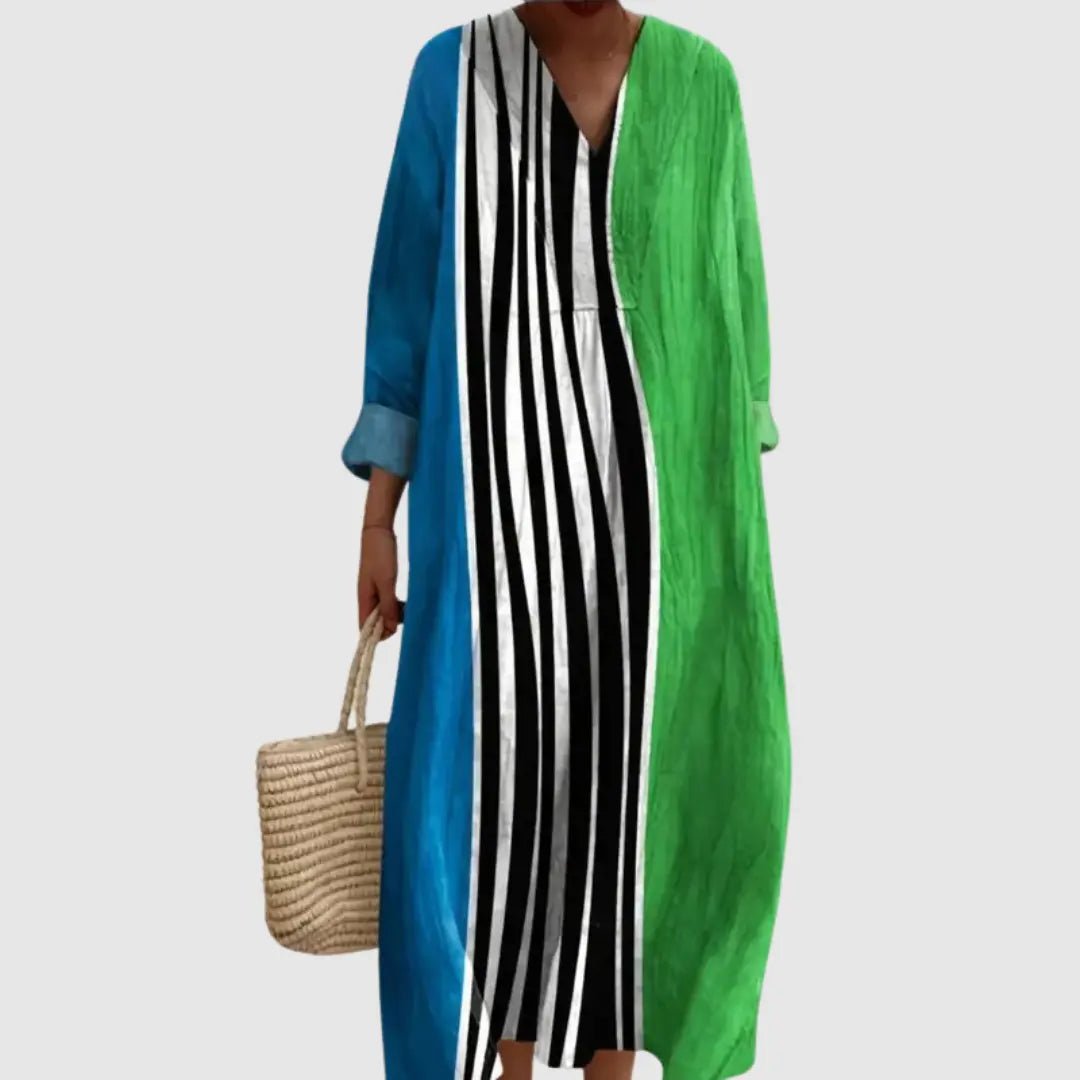 Kehlani | Colorblock Vertical Stripe Maxi Dress - Benjamin New York