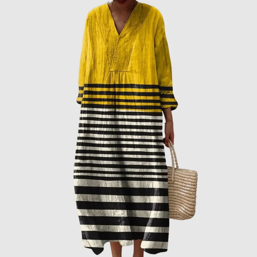 Ophelia | Sunshine Stripe Relaxed Midi Dress - Benjamin New York