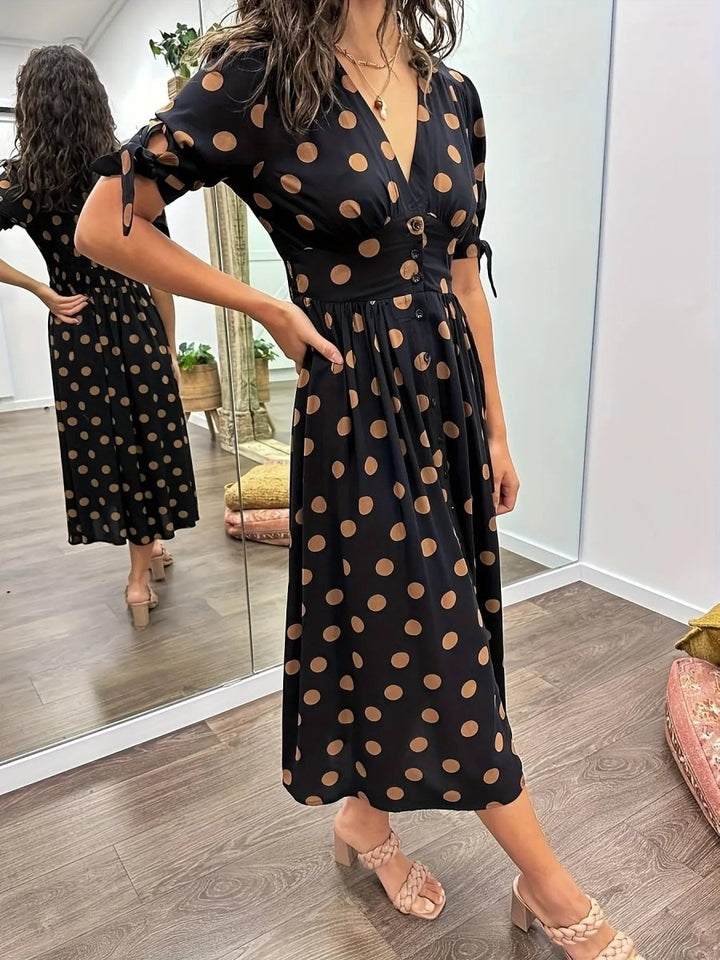 Martha | Vintage - Inspired Polka Dot Midi Dress - Benjamin New York