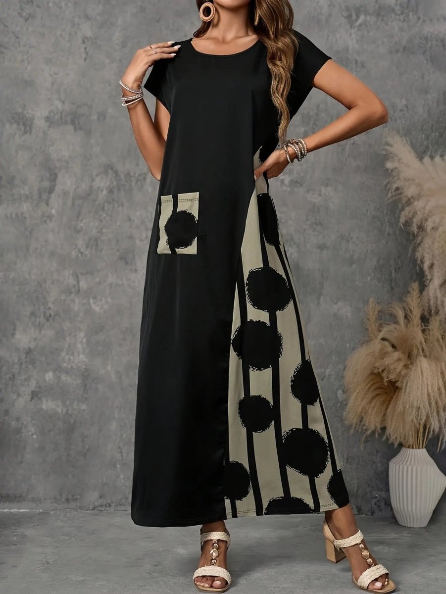Nina | Modern Contrast Pocket Maxi Dress - Benjamin New York