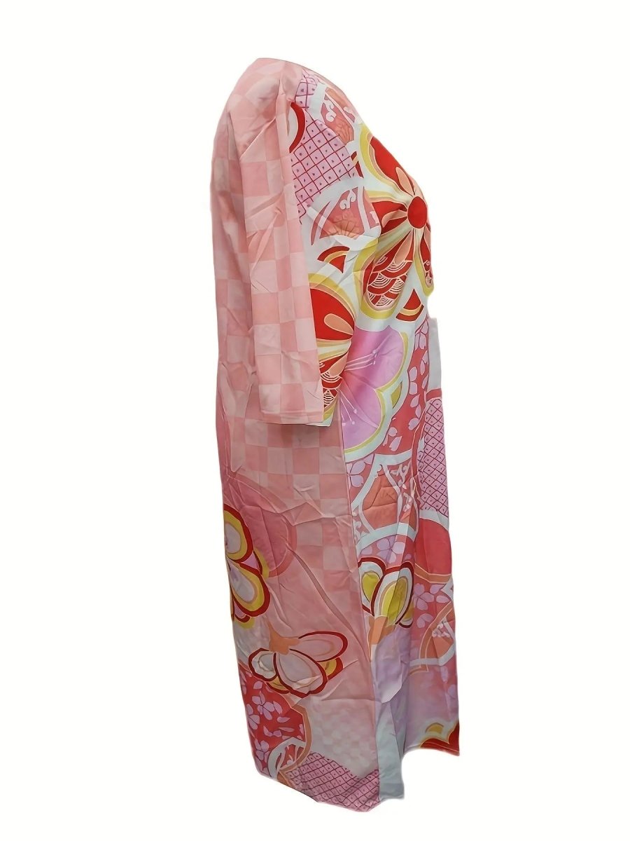 Maisie | Retro Blossom Pink Wrap Dress - Benjamin New York