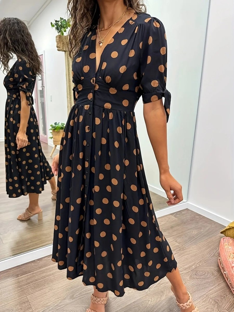 Martha | Vintage - Inspired Polka Dot Midi Dress - Benjamin New York