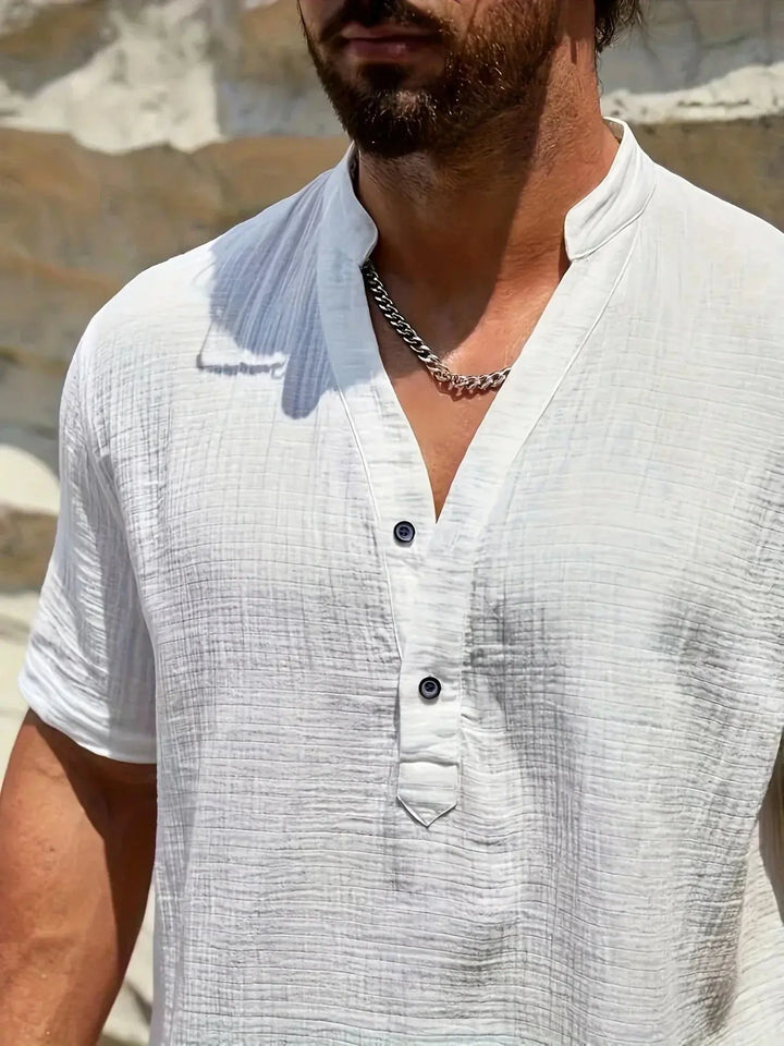 Scott | Cozy Stand - Collar Summer Shirt - Benjamin New York